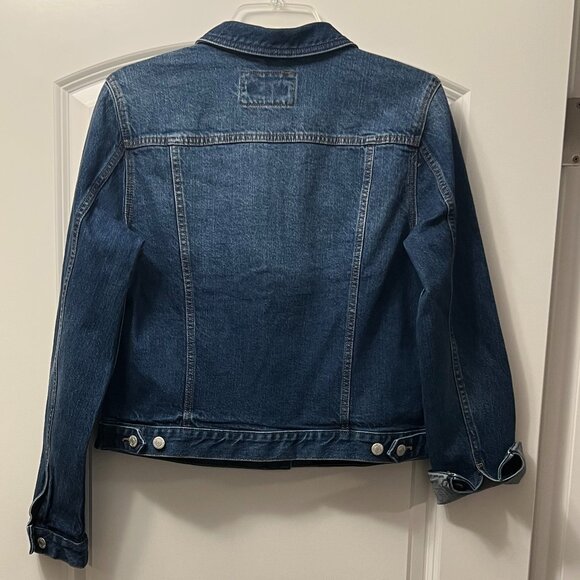 NWT Loft Denim Trucker Jacket in Authentic Dark Wash - Picture 3 of 7